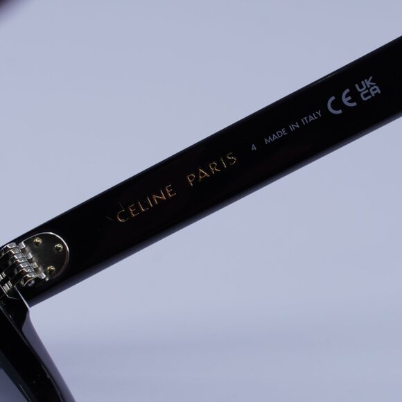 Celine CL40232I 01A Sunglasses Shiny Black Rectangle Frame, Smoke Lenses - Picture 8 of 11